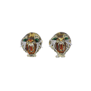 Vintage 18K Gold Diamonds Clip Earrings