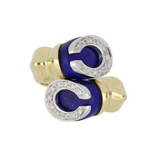 Vintage 1980s Fred Paris Lapis and Diamond Bypass Ring