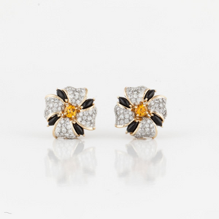 Hammerman Bros. Yellow Sapphire Diamond and Onyx Earrings