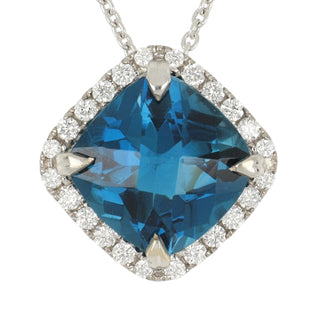 Lisa Nik 18K White Gold London Blue Topaz Pendant