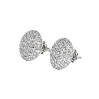 Estate 18K White Gold Diamond Button Earrings