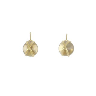 L. Klein 18K Gold Rock Crystal Prisma Earrings