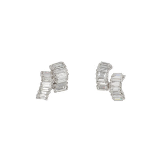 Art Deco Platinum Diamond Huggie Earrings