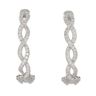 Verragio 18K White Gold Braided Diamond Hoop Earrings
