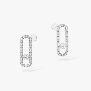 Messika 18K White Gold Move Uno Diamond Pavé Earrings