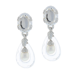 David Webb Yellow G&PT South Sea Pearl Drop Earrings with Diamonds