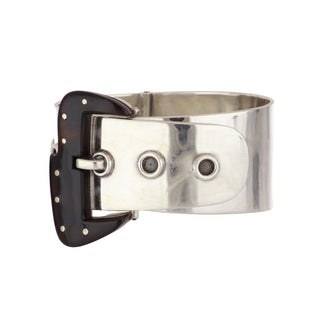 Vintage 1970s Mexican Sterling Silver Tortoiseshell Buckle Bangle Bracelet
