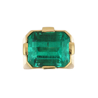 David Webb 18K Gold Emerald Solitaire Ring