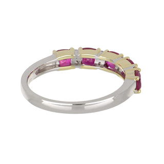 Tenenbaum Collection Two-Tone 18K Gold Rubies Cluster/Halo Ring with Diamonds