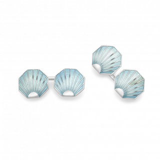 Deakin & Francis Sterling Silver Pale Blue Enamel Cufflinks