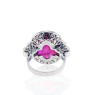 White Platinum Ruby Cluster/Halo Ring with Diamonds
