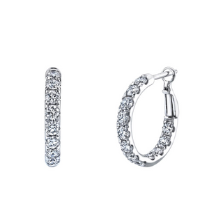 18K White Gold Diamond Hoop Earrings