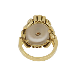 Vintage LaLaounis Rock Crystal, Emerald & Diamond Ring