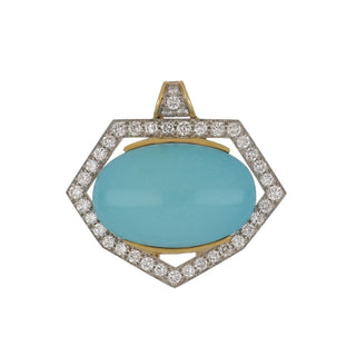 Vintage David Webb Manhattan Minimalism Turquoise Necklace with Diamonds