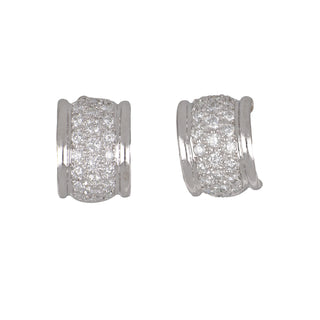 18K White Gold Diamond Hoop Earrings