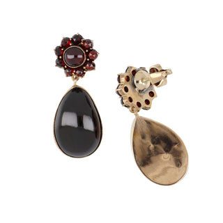 1940s Victorian Revival Garnet Teardrop Earrings