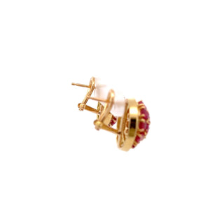 Tenenbaum Workshop 18K Gold Rubies Stud Earrings with Diamonds