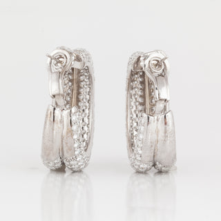 Estate 18K White Gold Diamond Hoop Earrings