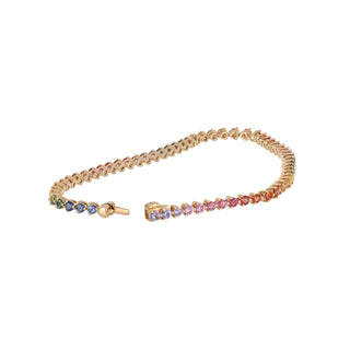Lisa Nik Rainbow Sapphire 18K Line Bracelet