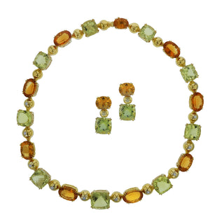Estate 18K Gold Citrine and Lemon Quartz Jewelry Suite
