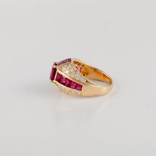 Vintage Oscar Heyman 18K Ruby Dome Ring with Diamonds