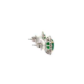 Tenenbaum Workshop Two-Tone 18K Gold Emeralds Stud Earrings with Diamonds