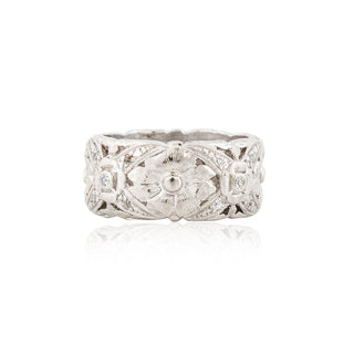 Art Deco Platinum Floral Diamond Eternity Band