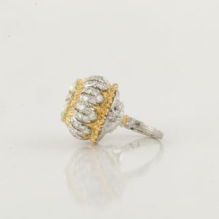 Important Vintage Buccellati 18K Two-Tone Gold Bombé Diamond Cocktail Ring