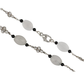 Tenenbaum Workshop White Platinum Diamonds Bead Necklace with Rock Crystals