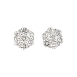 Tenenbaum 18K White Gold Diamond Cluster Stud Earrings