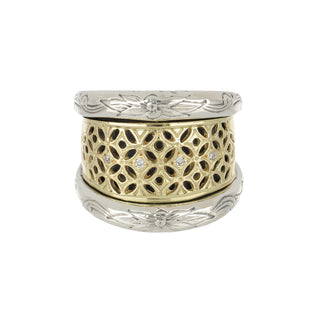 Estate Konstantino 18K Diamond Wide Pierced Band