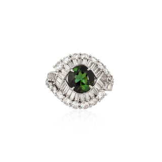 Estate Platinum Tourmaline and Diamond Ring