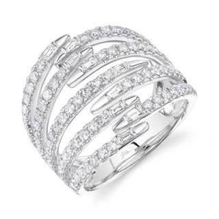 Shy Creation 14K White Gold Multi-Row Diamond Ring