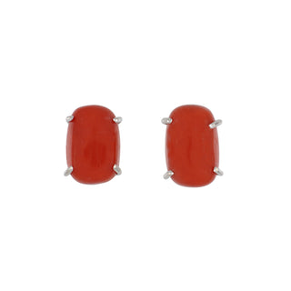 18K White Gold Coral Stud Earrings