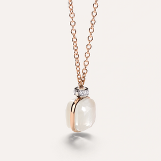 Pomellato Two-Tone 18K Gold White Topaz and Mother of Pearl Nudo Classic Necklace