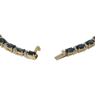Vintage Two-Tone 18K Gold Sapphire Line Bracelet with Diamonds