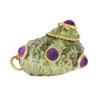 Mazza 14K Gold Shell Pendant with Amethysts