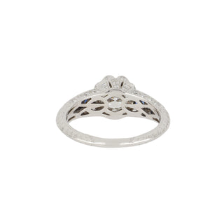 Estate 18K White Gold GIA Art-Deco Style Engagement Ring