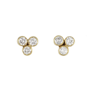 Tenenbaum 18K Gold Diamond Trio Cluster Stud Earrings