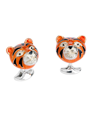 Deakin & Francis Sterling Silver Enamel Tiger Cufflinks