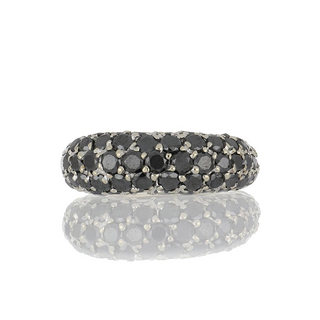 Estate 18K White Gold Black Diamond Half Band