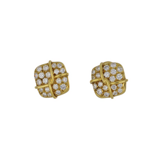 Vintage Tiffany & Co. 18K Gold Diamonds Clip Earrings