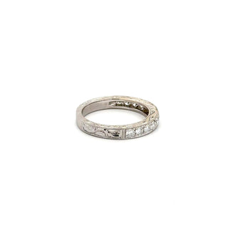 Estate 18K White Gold Diamond Half Band