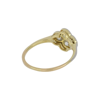 Edwardian Two-Tone Old Mine-Cut Diamond Cluster Ring