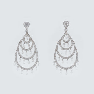 Estate 18K White Gold Diamond Chandelier Earrings