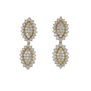 Vintage 18K Gold Diamond Leaf Day/Night Earrings