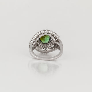 Estate Platinum Tourmaline and Diamond Ring