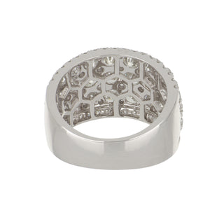 Tenenbaum 18K White Gold Diamond Cluster Wide Band