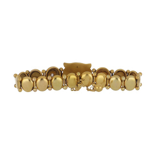Victorian Signed 18K Gold Gemset Lion's Head Link Bracelet
