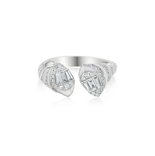 Tenenbaum 18K White Gold White Enamel Striped Diamond Ring